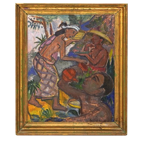 Harald Heiring, 1906-95, Öl auf Pappe. Signiert 
und datiert 1960. Motiv aus Bali. Lichtmasse: 
43x34cm. Mit Rahmen: 53x44cm