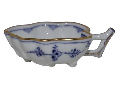 Musselmalet Riflet med guldkantSjælden lille skål med hank