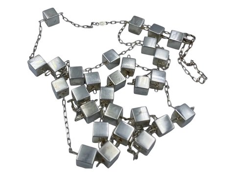 Georg Jensen sterling silverAria necklace with square silver cubes