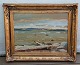 Painting Gunnar Bundgaard Mariagerfjord Oil on canvas Inclusive nice golden 
frame 42 x 52 cm