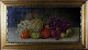 Olie på lærred, opstilling med frugter og grøntsager. Ca. 1900. Monogram "B". 
Ubekendt maler.