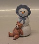 Royal Copenhagen figurine 0019 RC Snowman, baby boy in blue har with teddy  9 cm 
(1249019) Allan Therkelsen
