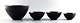 4 Krenit Bowls by Herbert Krenchel. Black metal and black enamel.
