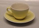 Hotelin, Yellow Aluminia Copenhagen Faience Hotel Dinnerware 3001-1 Coffee cup 
and saucer Logo