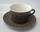305 Coffee cup and round saucer 7.5 cm, 1.5 dl Umbra Brown Azur Nissen Kronjyden 
B&G Quistgaard  Stoneware