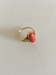 Georg Jensen 18K Guld Ring No 243 med Koralfarvet Sten