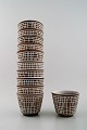 11 Upsala-Ekeby Modernist ceramics flowerpots with geometric pattern.