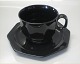 Café B&G Art Pottery tableware Cafe Black and White 	475 Large cup 6.5 cm and 
8-sided saucer 15.5 cm, black