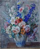 N. P. Bolt. Listed Danish artist. Still life with flowers, pastel.