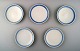 5 plates. Royal Copenhagen Blue fan, bread & butter plates.

