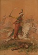 Auguste Denis Raffet: b. Paris 1804, d. Genoa 1860.  
Arabian horsemen on the battlefield.