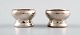 Two Evald Nielsen, Denmark art nouveau salt cellars, hammered silver. 1910s.