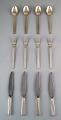 Bernadotte silverware Georg Jensen complete dinner service for 4 pers. 12 parts.