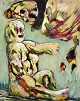 Dansk Kunstgalleri præsenterer: "Selvglæde" Olie maleri på lærred. Monteret i grålig svæve ramme.