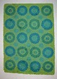 Rya carpet in green and blue design, "Flower power" Swedish designer.