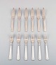 Complete 6 p. Ercuis Art deco fish cutlery in silver plate.
