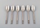 Georg Jensen Parallel. Set of 6 sorbet/ice cream spoons in sterlig silver. 
