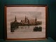 Leo Houlberg radering med motiv Frederiksborg Slot og Slotssøen.