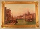 Alfred Pollentine (f. 1836, d. 1890), engelsk maler. Guidecca Canale, Venedig. 
Gondoler med personer, huse i baggrunden. Olie på lærred.
