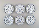 Royal Copenhagen. Royal porcelain Blue Fluted half lace, 6 plates.
