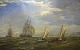 Britisk marinemaler. Olie på lærred, 1800-tallet. Talrige skibe ud for Dover. To 
tremastere for sejl. Amerikansk og britisk flag. Dateret 1882.