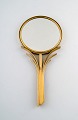 Ystad metall, Sweden. Art deco hand mirror in bronze. 1930