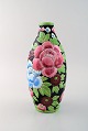 Boch Freres Keramis, Belgium. Large hand painted art deco ceramic vase.