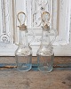 Couple of 1800s Bohemian crystal oil / vinegar decanters decorated with gold
