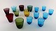 Kaj Franck (1911-1989) Nuutajärvi Glass Works, Finland, art glass. 15 mouth 
blown glasses in different size and color. Finland 1960/70