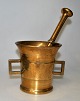 Danish brass 
mortar with 
pistil, 19th 
century.