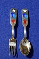 Michelsen Set Christmas spoon and fork 1954 of 
Danish gilt sterling silver