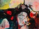 Dansk Kunstgalleri præsenterer: "Cobra komposition" Olie maleri på lærred, monteret i bred sort ramme fra ...
