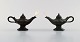 Just Andersen. Two early oil lamps in disko metal. 1930/40