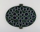 Hilkka Säynäjärvi for Arabia. Unique glazed ceramic wall plaque. Beautiful glaze 
in blue and green shades. 1960