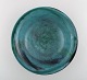 Svend Hammershøi for Kähler, Denmark. Bowl in glazed stoneware. Beautiful green 
black double glaze 1930 / 40