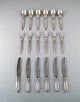 Georg Jensen "Cactus" cutlery. Complete dinner service for six people in 
sterling silver.
