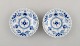 Two Royal Copenhagen Blue Fluted Full lace butter pads in porcelain. Model 
Number 1/1004.
