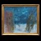 Oluf Høst, 1884-1966, Öl auf Leinen: Winternacht, Südwestlicher Himmel. 
Bornholm. Signiert um 1950. Lichtmasse: 64x79cm. Mit Rahmen: 76x91cm