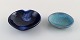 Vicke Lindstrand for Upsala-Ekeby. Two dishes in glazed ceramics. Beautiful 
glaze in shades of blue. 1950.
