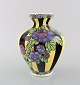Charles Catteau (1880-1966) for Boch Freres Keramis, Belgium. Art deco ceramic 
vase in cloisonné technique. Hand painted with flowers. 1920 / 30
