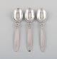 Three Georg Jensen Cactus coffee spoons in sterling silver.
