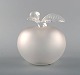Lalique flacon shaped as an apple in clear frosted art glass. 1980s.
