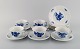 Royal Copenhagen blue flower angular. Five coffee cups with saucers and five 
plates. Model number 8608.
