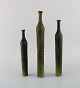Bruno Gambone (b. 1936), Italy. Three sleek unique vases in glazed ceramics. 
Beautiful olive green glaze with black shades. 1970s.
