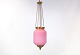 Antique pendant of pink opaline glass with brass edge and suspension from around 
1860.
5000m2 showroom.