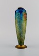 Paul Bonnaud (1876-1953) for Limoges, France. Antique art nouveau bronze vase 
with beautiful enamel work in blue-green shades. Ca. 1910.
