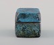 European studio ceramist. Lidded jar in glazed ceramics. Beautiful metallic 
glaze in shades of turquoise. Dated 1998.

