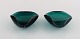 Two Murano bowls in dark green mouth blown art glass with inlaid bubbles. 
Italian design, 1960s.

