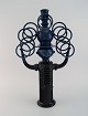 Bjørn Wiinblad for Rosenthal. Rare large candlestick in blue glazed ceramics. 
Juggler. 1980s.
