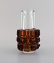 Murano vase in clear and amber colored mouth-blown art glass. Italian design, 
1960 / 70s.

